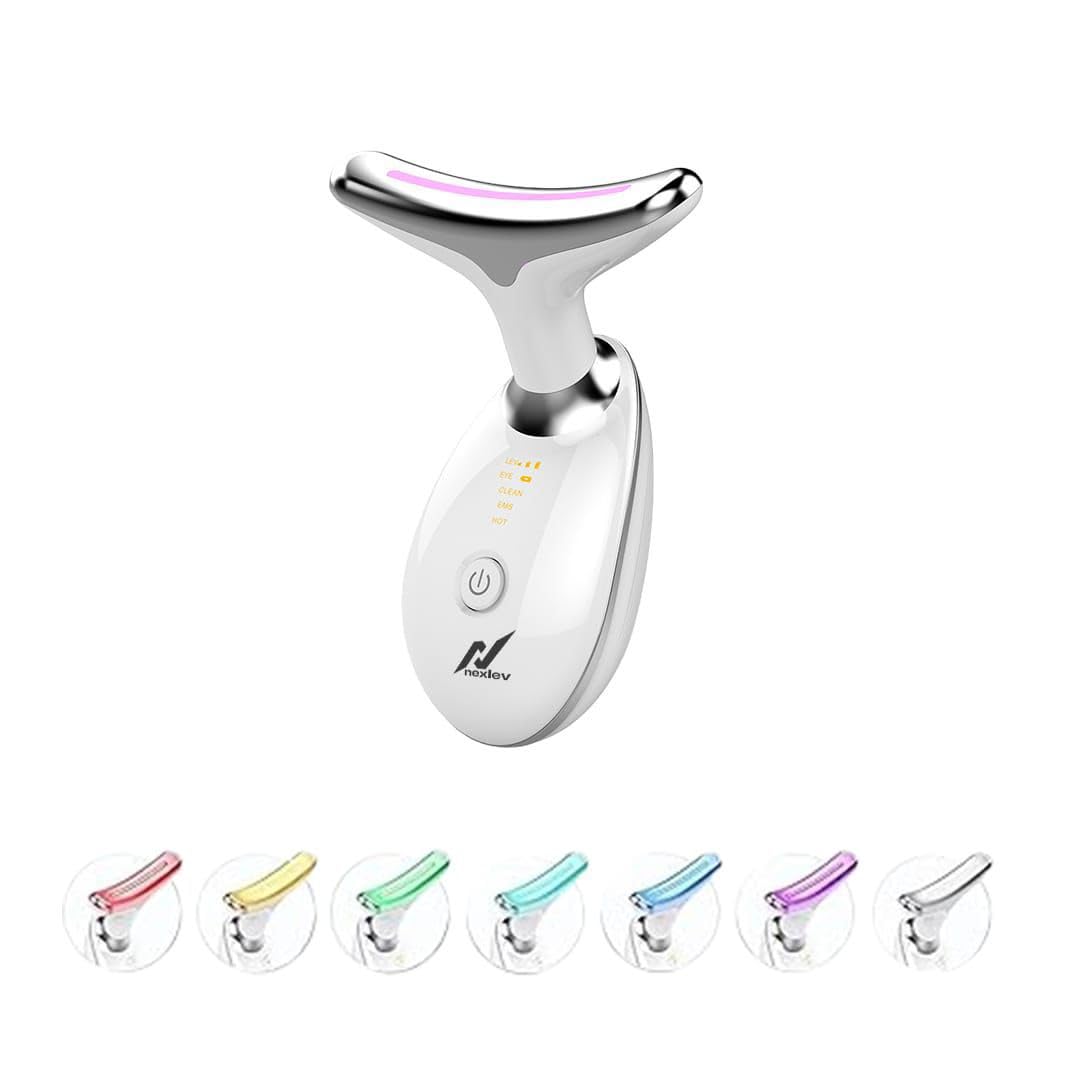 Pentafine Skin Lift Device | 7 Color LED | Face & Neck Skin Lifting| 3 Massage Modes| Face Sculpting Tool |Micro-currents to reduce Wrinkles| Hot Compress | Rechargeable| Type-C| 180 Min Use| Glow+ LE-04